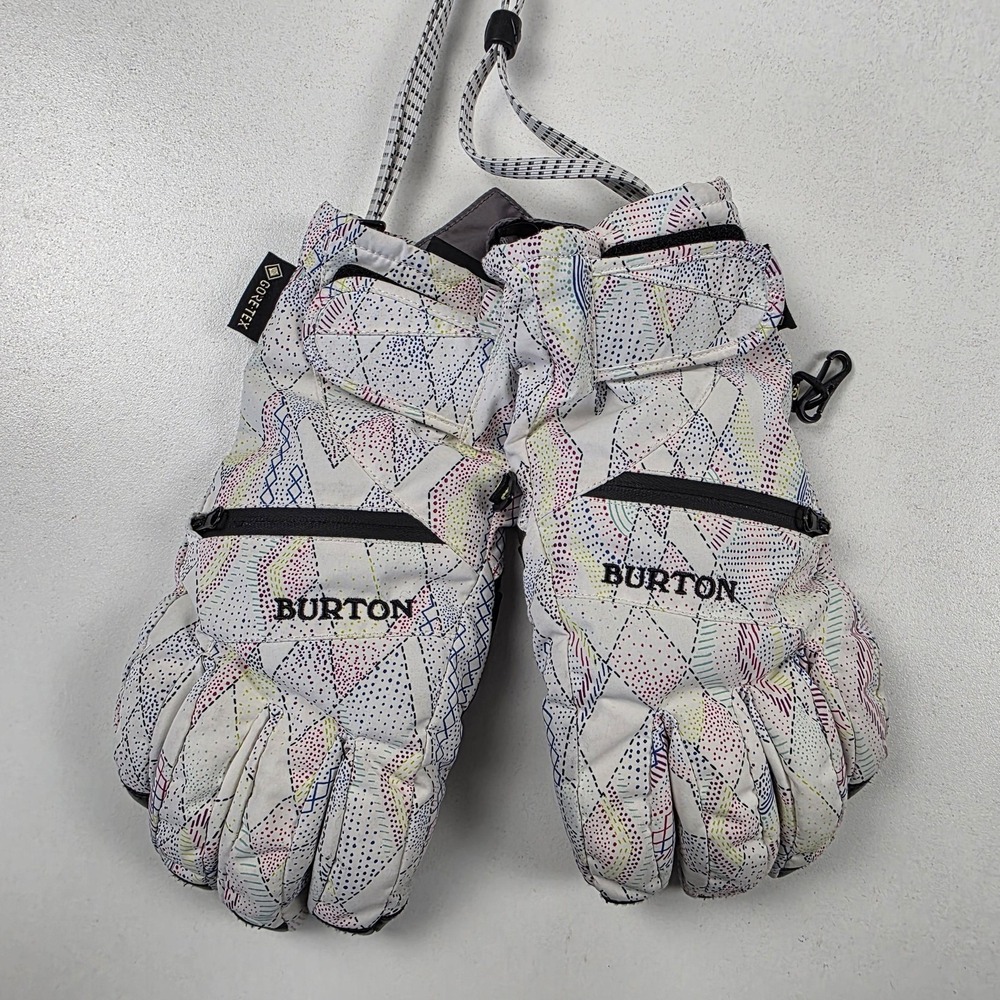 Burton Gloves Womens Small White GORE-TEX Ski Snowboard Insulated Wrist Leash